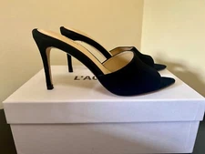 L’Agence Lolita Black Heels Suede Mules US Women Size 7.5 Euro Size 38