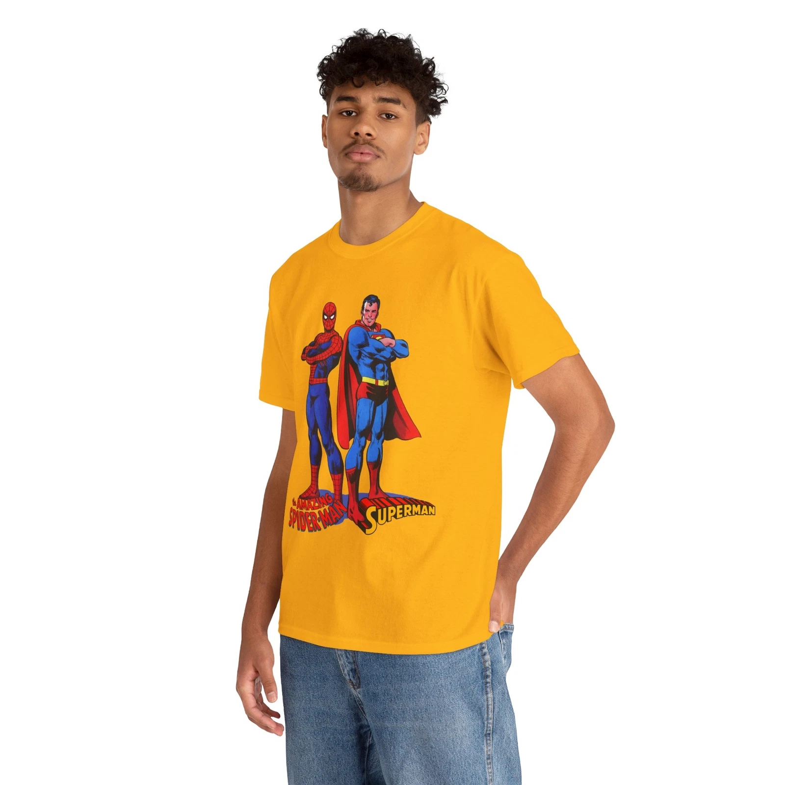 Amazing Spider-man, Superman T-Shirt - 1970s D.C Comics & Marvel Team-Up