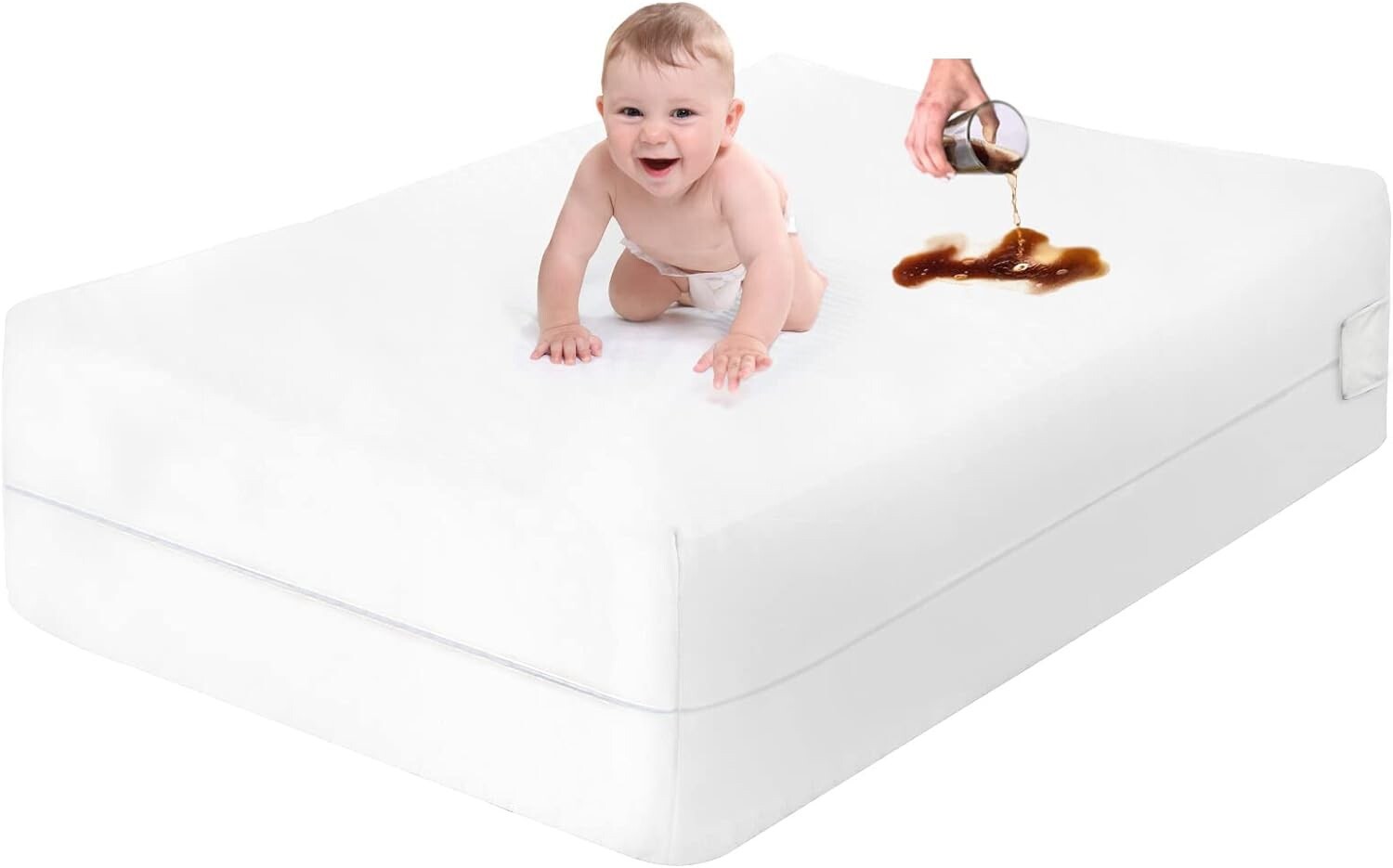 Waterproof Zippered Crib Mattress Protector for Baby and Toddler-image