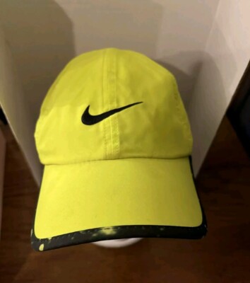 NIKE FeatherLight Cap Hat Dri Fit Running Tennis Volt NEON