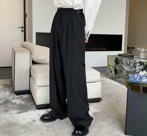 Pantalones de diseño para hombre Pantalones de moda Gran Bretaña cintura alta recta simple coreano OL - Imagen 15 de 21