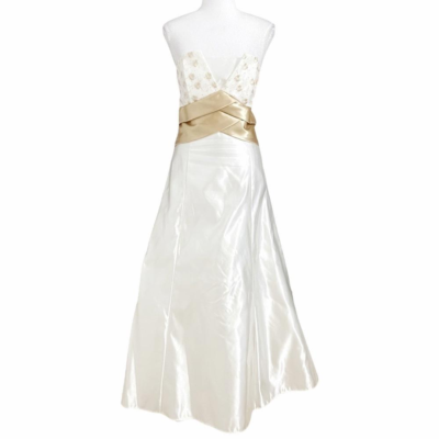 JESSICA MCCLINTOCK FOR GUNNE SAX WHITE GOLD SATIN STRAPLESS BRIDAL PROM  DRESS | eBay