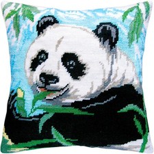 DIY Needlepoint/Tapestry vintage throw pillow cover "PANDA" embroidery kit