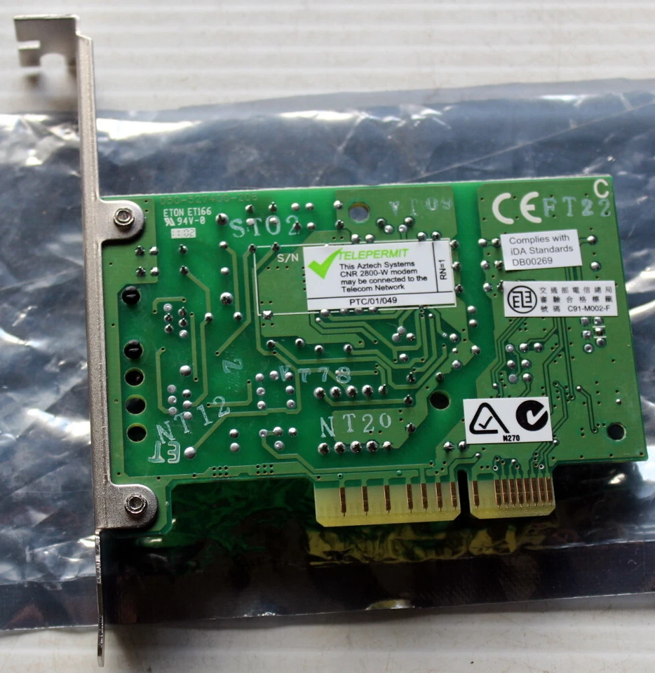 AZTECH PCI 56K Modem Card CNR2800-W(C1) SEC ACSC21300063 CNR 2800-W - Image 2 of 3
