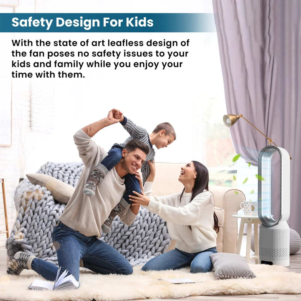 Bladeless tower fan with air purifier and remote control (Gold) - Image 4 of 4