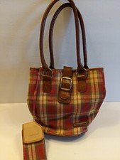Longaberger Homestead Red, Green, Browns Purse 9.5" X 9"