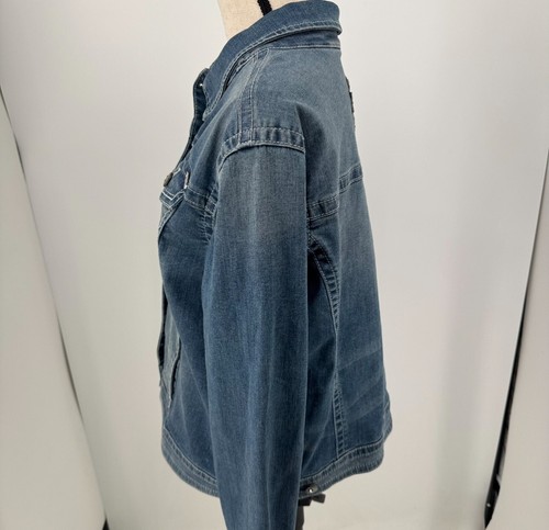 Harley Davidson Motorcycles WOMENS Blue Button Close Embellished Denim Jacket XL - Picture 24 of 24
