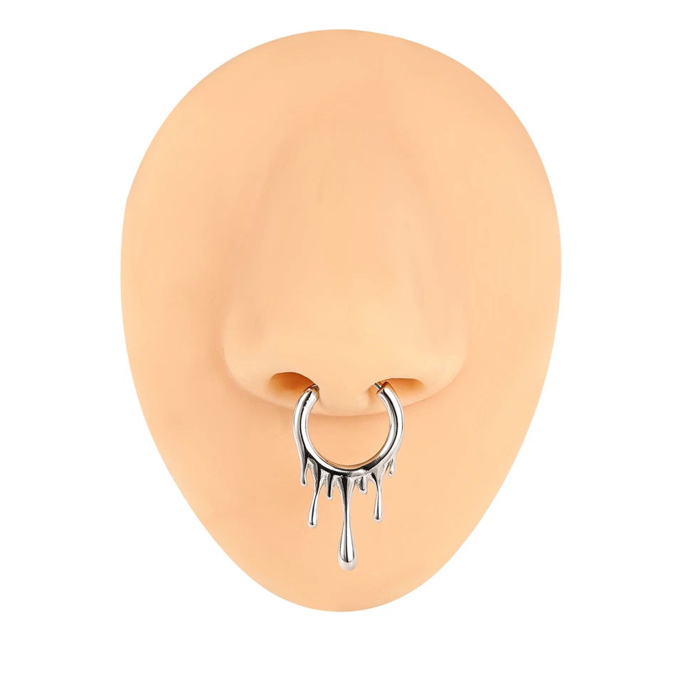 Anillo tabique nariz acero inoxidable 18G lava líquido forma tabique piercing joyería Foto 3 de 4