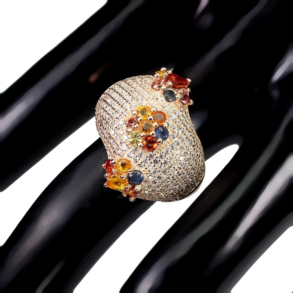 925 Anello Argento Sterling Pera Zaffiro 4x3mm Gemma Gioielli Misura 8.5 - Immagine 3 di 4