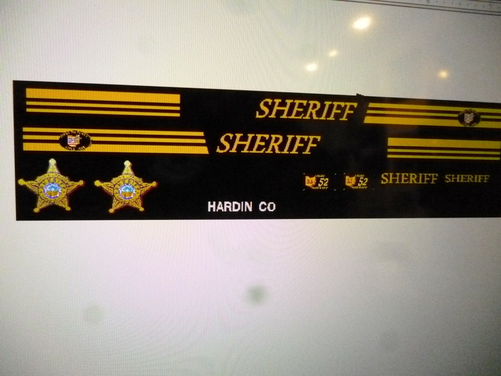 Hardin County Ohio Sheriff Patrol Car Decals 1:24