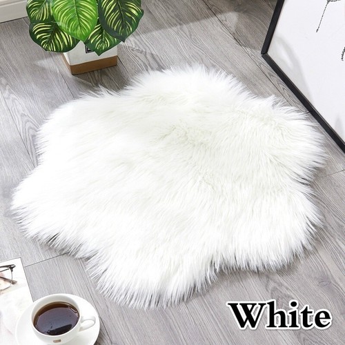 Flower Shaped Carpet Pad Faux Wool Fur Plush Area Rugs Floor Mat for Living Room - Picture 15 of 23