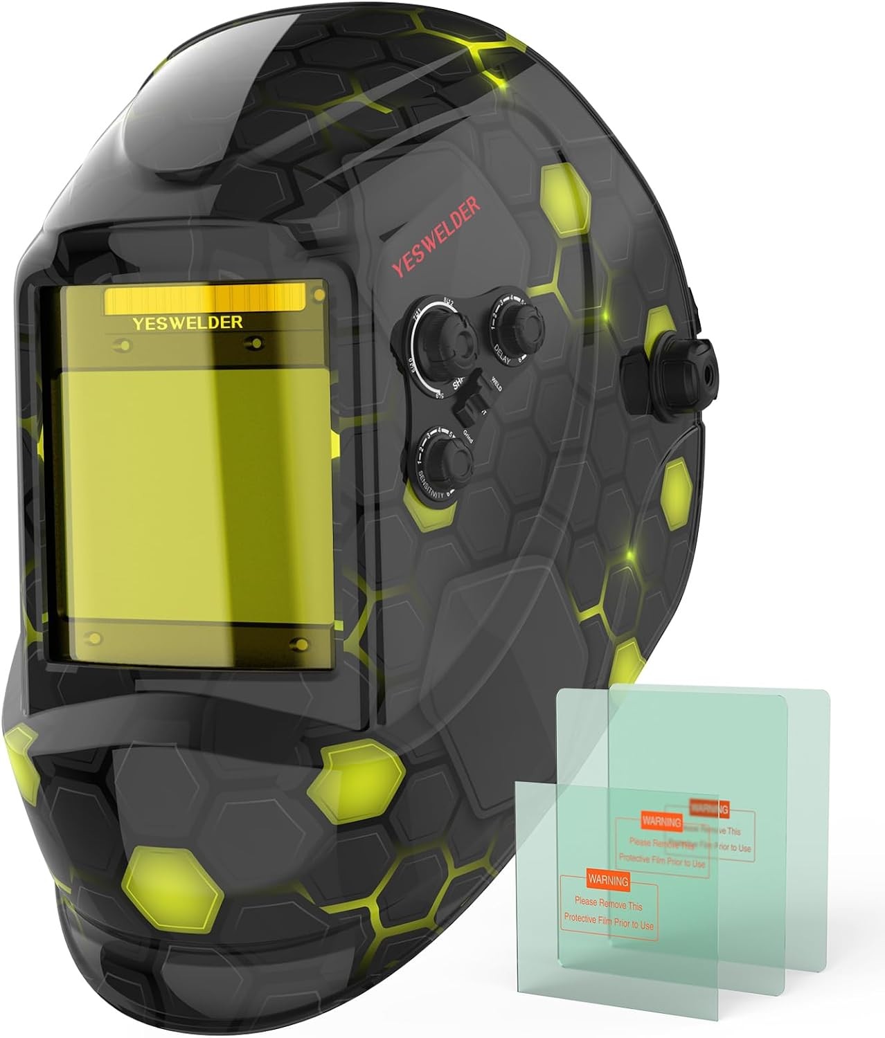 YESWELDER Auto Darkening Welding Helmet True Colour Large View 10x9cm Solar