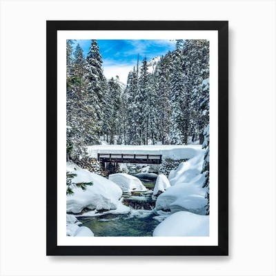 Schneebedeckte Brücke Portrait Kunst Pr gerahmtes Wandbild Poster Leinwanddruck Bild