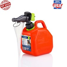 Gas Can Smart Control W/ Funnel Easy Squeeze Fast Flow Child Safe 1 Gal Business