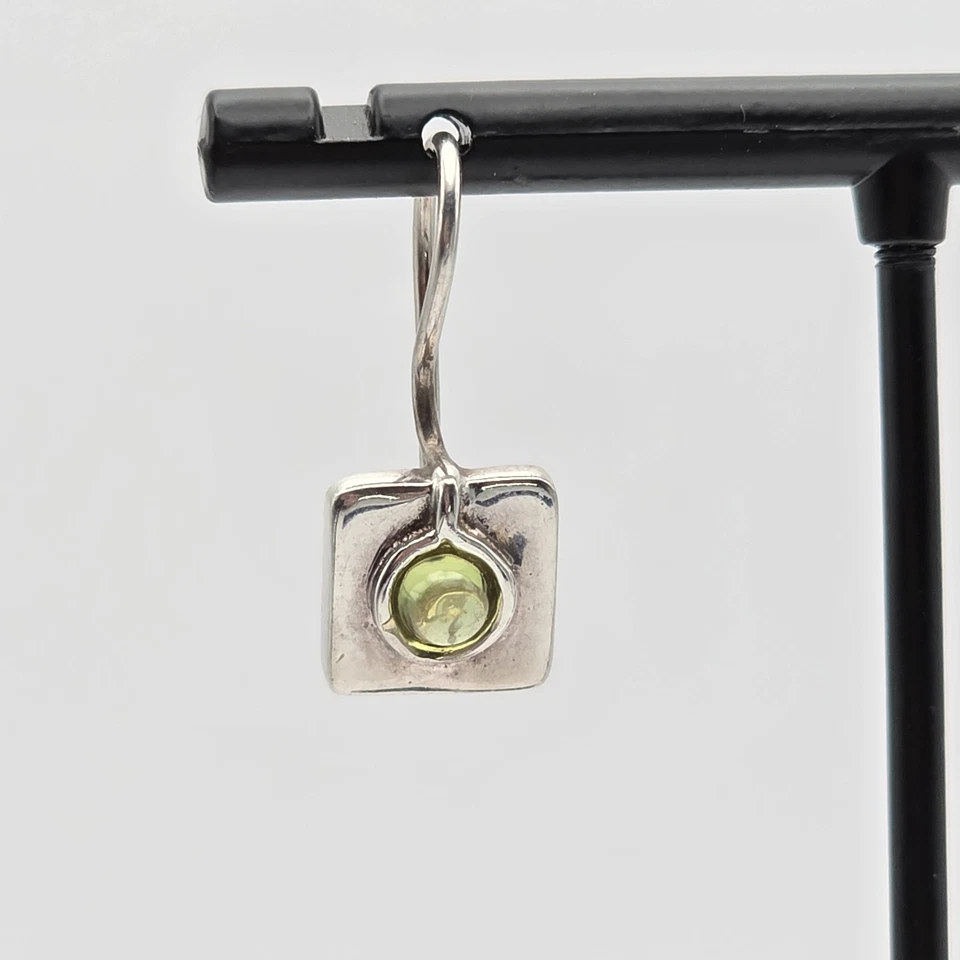 Vintage SILPADA Peridot Earrings 925 Sterling Silver Square Dangle Drop Classic - Image 2 of 4