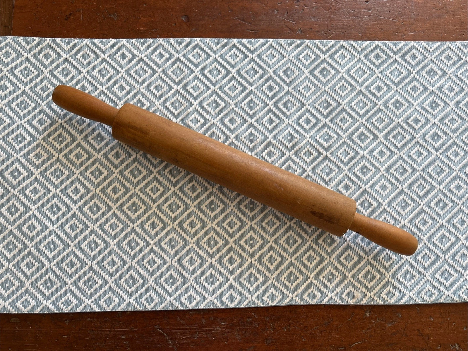 Vintage 22” Heavy Bakery Industrial Wooden Wood Rolling Pin w/ Fixed Handles