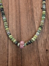Vintage Green Opal Rondelle Necklace 18