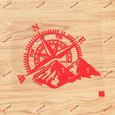 4X4 Off Road Compass Mountain Decal Sticker Car Truck Vinyl - Red 6 Inches - ...