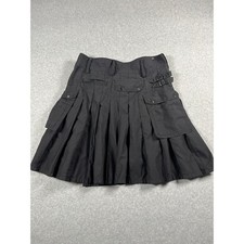 VTG Y2K Utility Kilt Mens 36 Black Cargo Pleated Punk Grunge Goth Emo