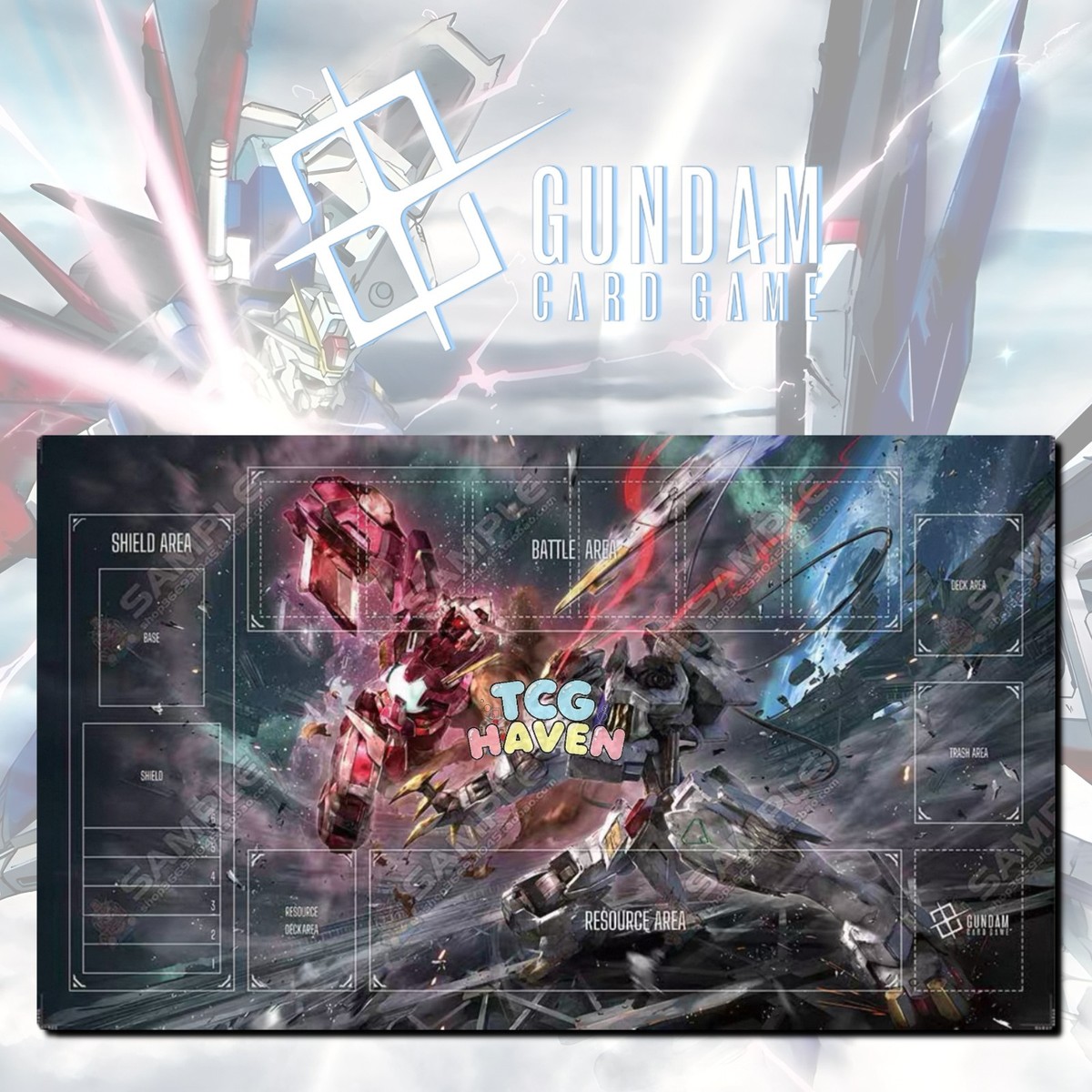 Gundam TCG Playmat | Deathmatch | Exia vs Barbatos Lupus Rex | 60