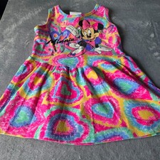Vintage 90s Disney Minnie Mouse 4-Kids Tie Dye Skater Dress Retro Hearts Hippie