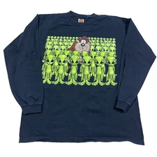 Vintage Looney Tunes Shirt Men XL Tee Taz Tasmanian Devil 90s Among Aliens LS