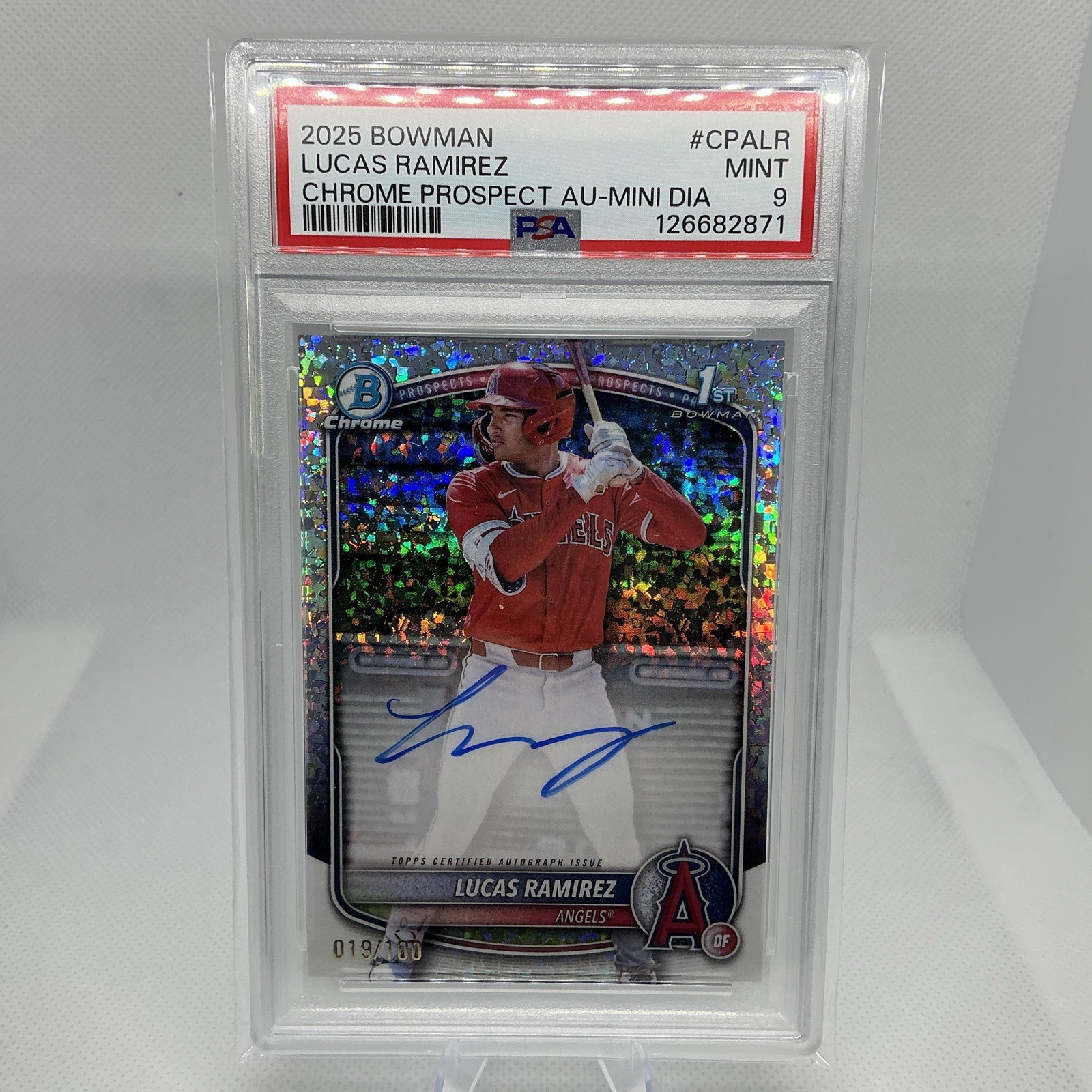 2025 1st Bowman Chrome Lucas Ramirez Mini Diamond Refractor 019/100 AUTO