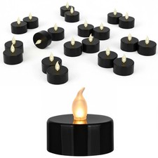 24 Pack LED Tea Lights Candles Flickering Battery Operated with On Off - Black