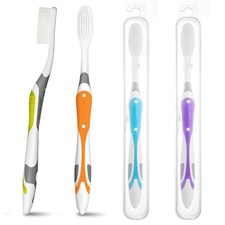 4-Pack of Extra Soft Adult Toothbrushes with Portable Individual Travel Cases...