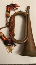Vintage Bugle Horn Copper & Brass With Braided Cord Instrument Collectible