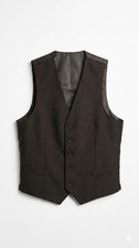 Pierre Cardin Mens Suit Vest Black Waistcoat Formal Wedding Dress Tuxedo Gilet