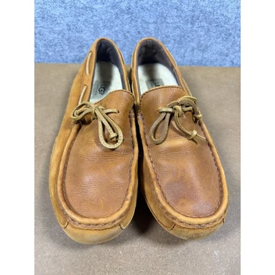 UGG Australia Men Ascot Leather Slippers Chestnut Brown Loafers 1004247 Size 8 - Image 1 of 4