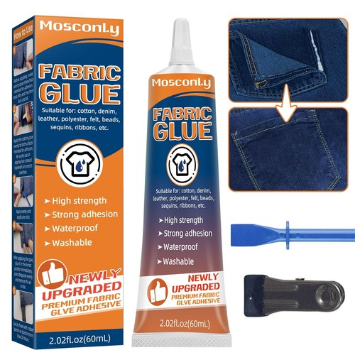 Fabric Glue Permanent, Washable Clothing Glue for All Fabrics, Waterproof Adh...