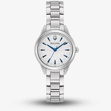 Image of Bulova 96L285 LADIES WATCH Sutton Quartz Silver Blue White Dial NEW WITH TAGS