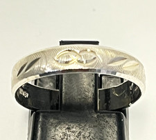 BEAUTIFUL STERLING SILVER ETCHED 4.3 mm BAND RING Size 8.25