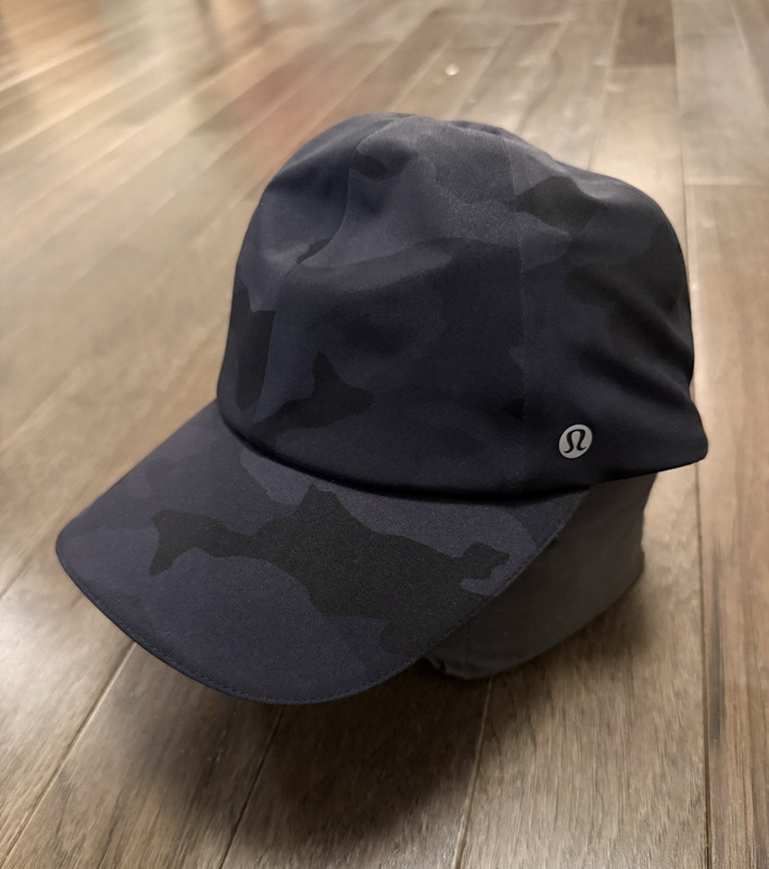 LULULEMON Fast and Free Running Hat Black Gray Camo Print Adjustable Strapback