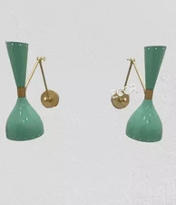 Pair of Diabolo Brass Wall Sconces Italian Mid-Century Modern Reading Lamp