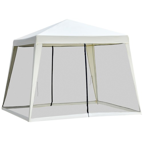 10' x 10' Folding Slant Leg Screened Sun Shelter Canopy Tent with Mesh Sidewalls - Picture 1 of 11