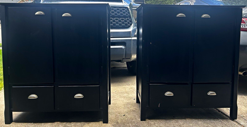 Black Freestanding Storage Cabinet 2 Doors 2 Drawers 1 Shelf 40x36x18