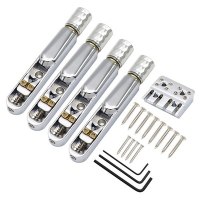 4 String Headless Bass Individual Single Tubular Bridge w/String Locks Silver