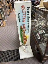 VTG Sunkist Orange Advertising 4-sided rotating box sign with stand