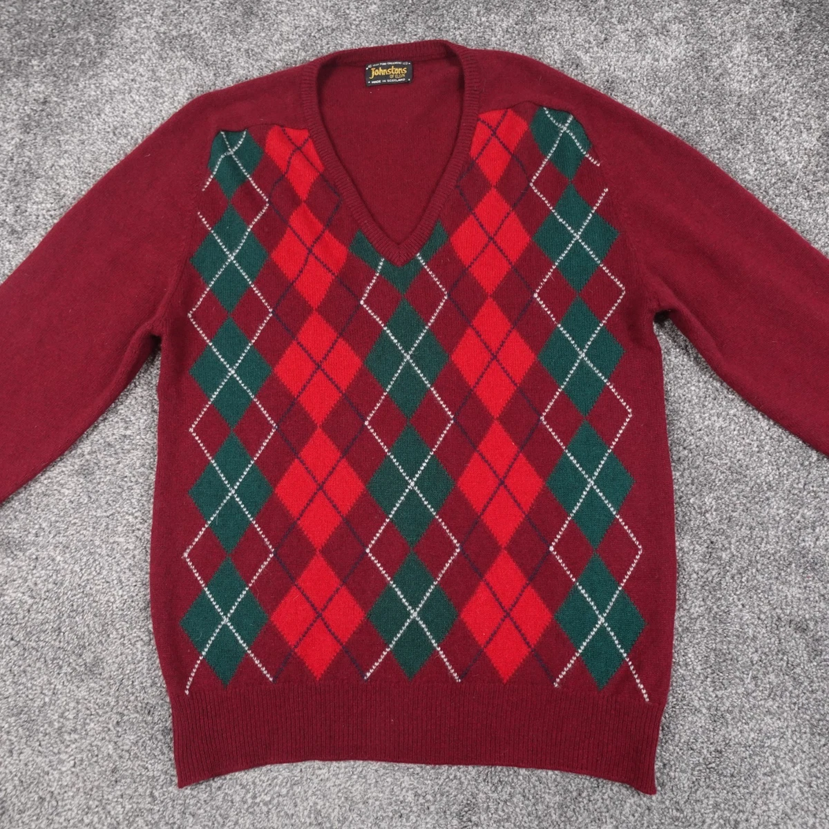 トップス 90s Johnstons Pure Cashmere V Green 40 Johnstons of elgin jumper - Gem 90s Johnstons Pure Cashmere V Green 40