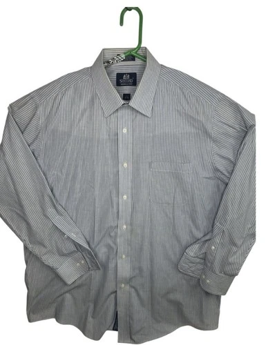 Stafford Wrinkle Free Shirt Mens Vintage Sleeve Striped Athletic Fit Size 17 1/2 - product listing photo