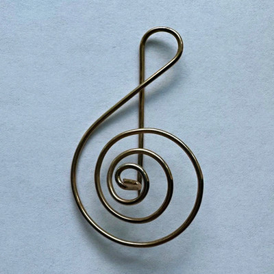 Gold Tone Metal Treble Clef Spiral Music & Dance Pin Vintage Brooch, No Stone