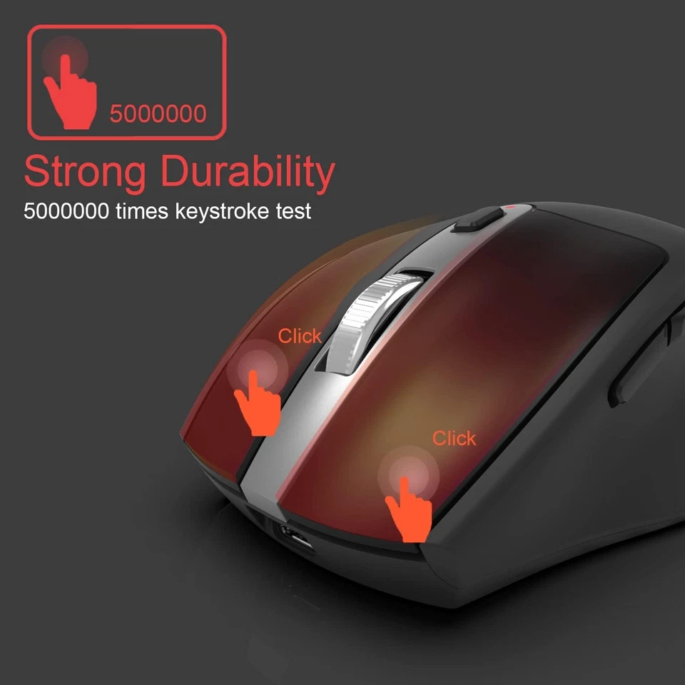 Arteck 2.4G Wireless Mouse with Nano USB Receiver Ergonomic Design Black - Image 4 of 4