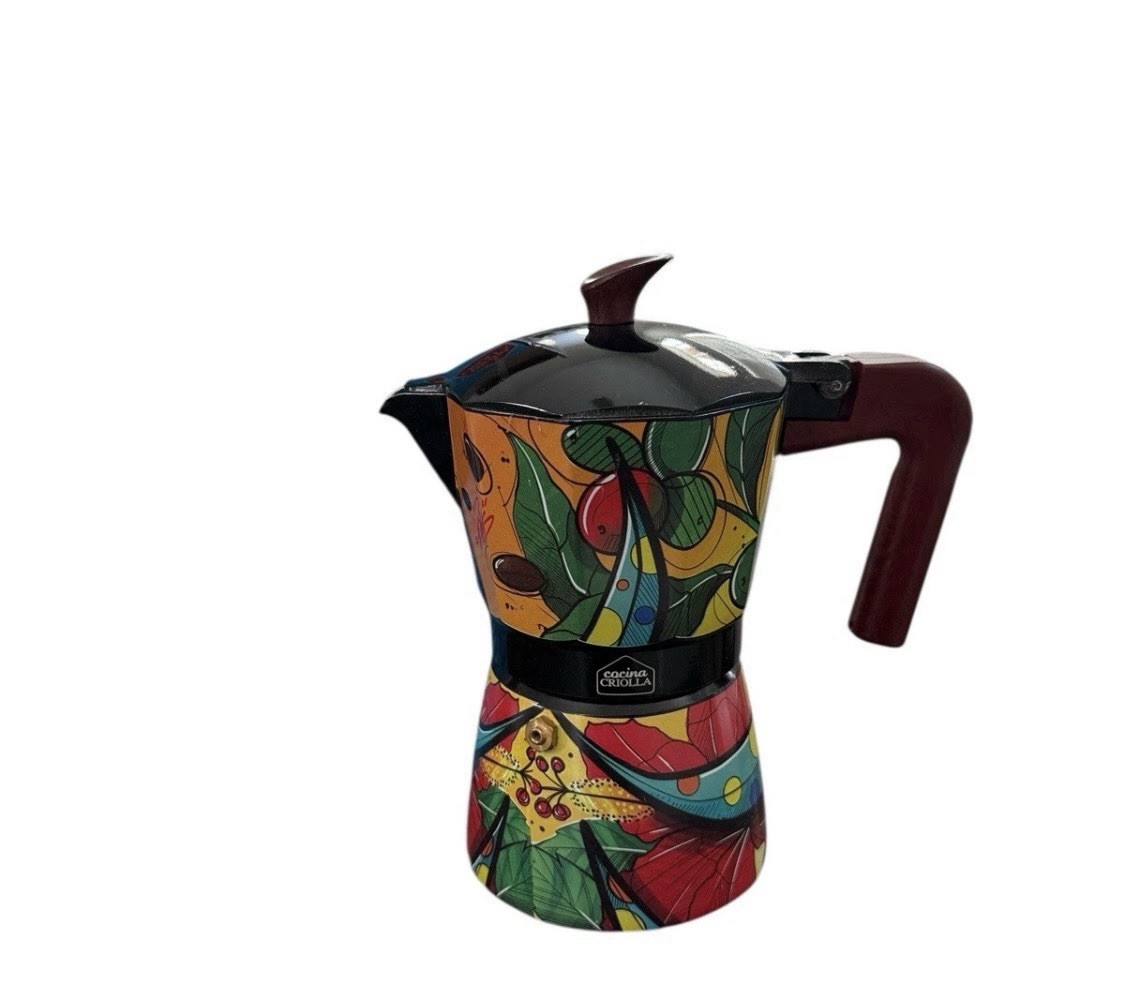 PR Coffee Lovers Bundle. 6 Cup Greca Ltd Ed. Art By Joshua Montes, Coffee+ Mugs