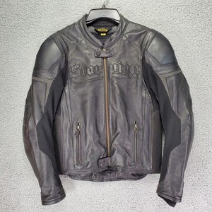 Scorpion EXO Stinger Leather Motorcycle Jacket Mens S Black Armor Zip-In Liner