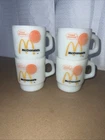 Vintage McDonald’s “Good Morning” Milk Glass Coffee Mugs By Fire King Set Of 4