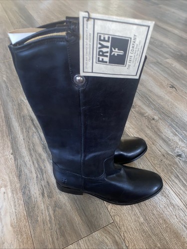 Echte Frye Melissa Button schwarze Reitstiefel Leder kniehohe Stiefel Damen 11 neu - Bild 2 von 14
