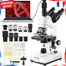 Microscope Trinoculaire Composé 5000x Focus LED Réglable Interface PC Compatible